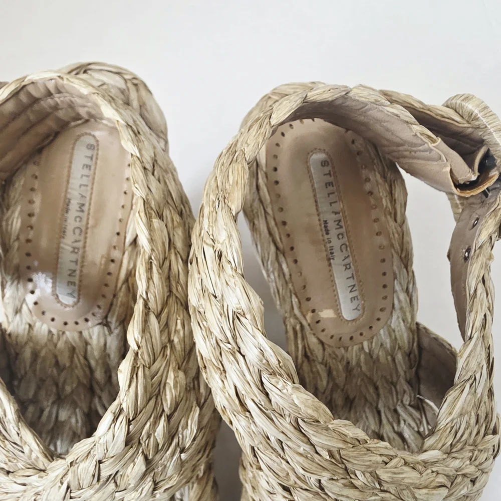 Stella McCartney Woven Straw Sandals 39.5 - Picture 3 of 4
